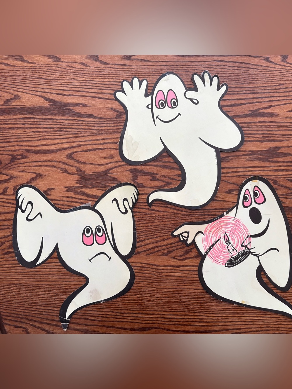 Vintage Beistle Glow In The Dark Die Cut 3 Ghosts Halloween Wall Decor 1980’s
